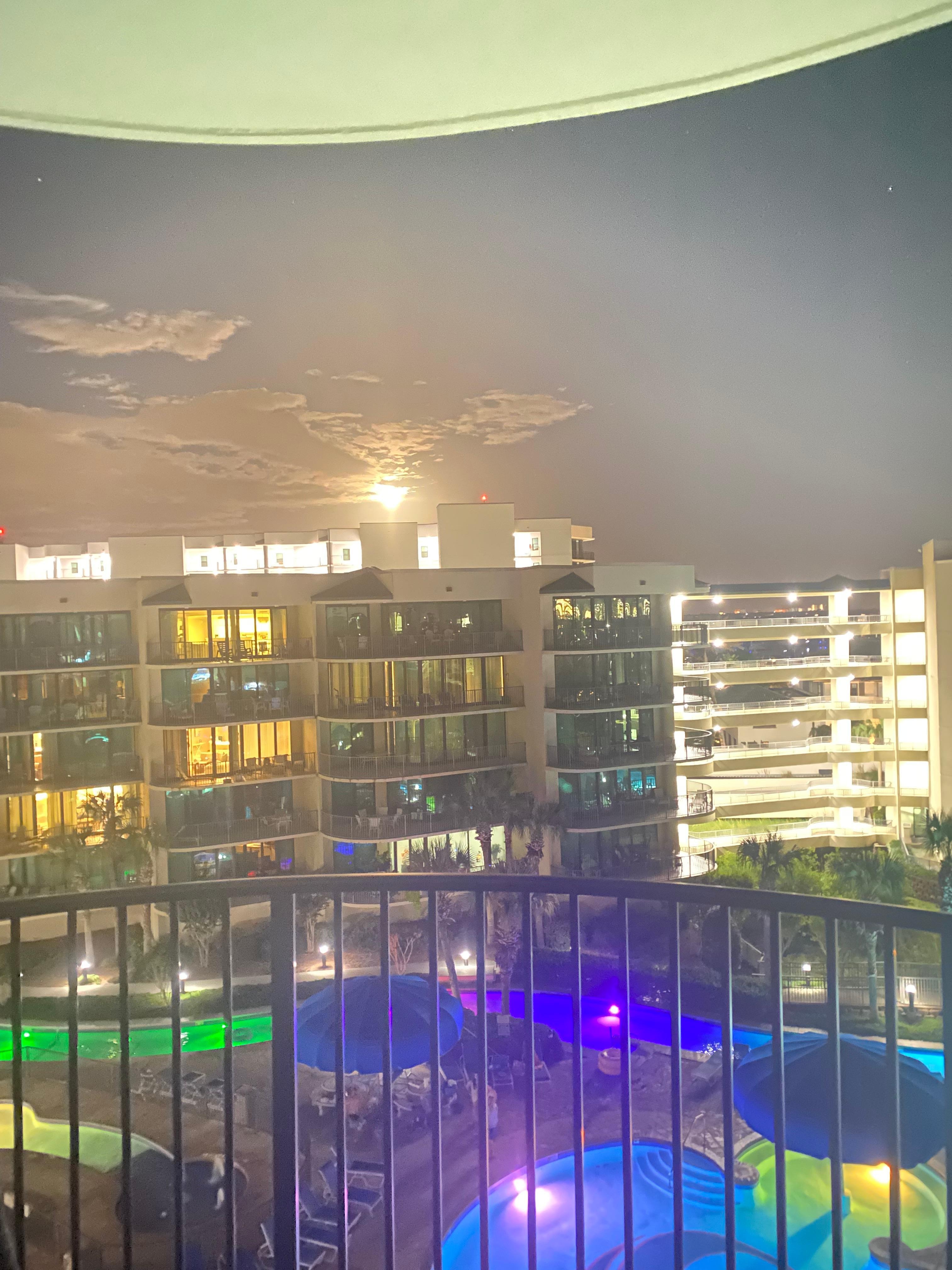 Night time view plus the harvest moon