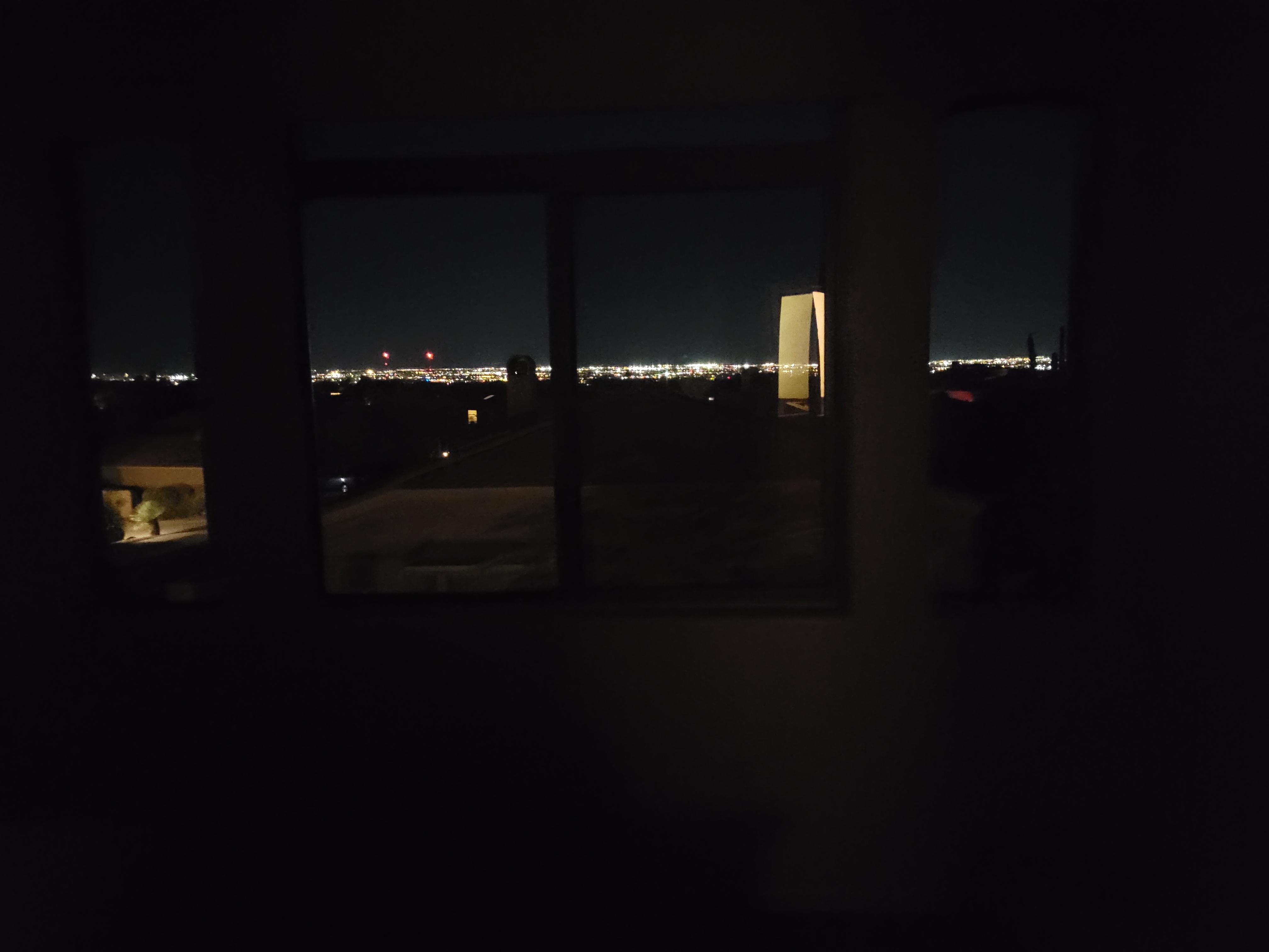 View from the guest bedroom. The twinkling lights of the city are amazing to see! 