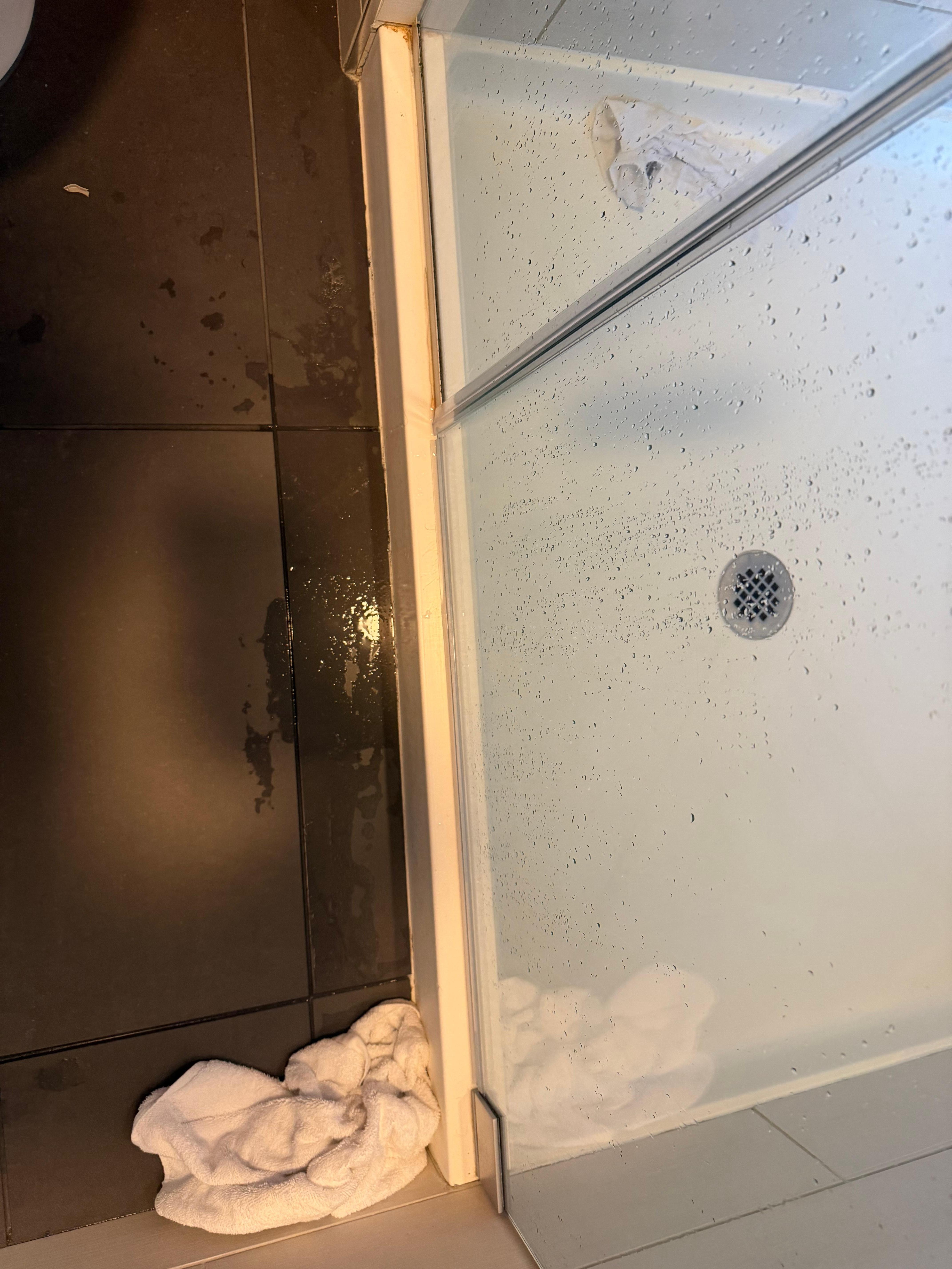 Shower leaked and ruined clothing we had. 