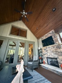 Coffee on screened in porch