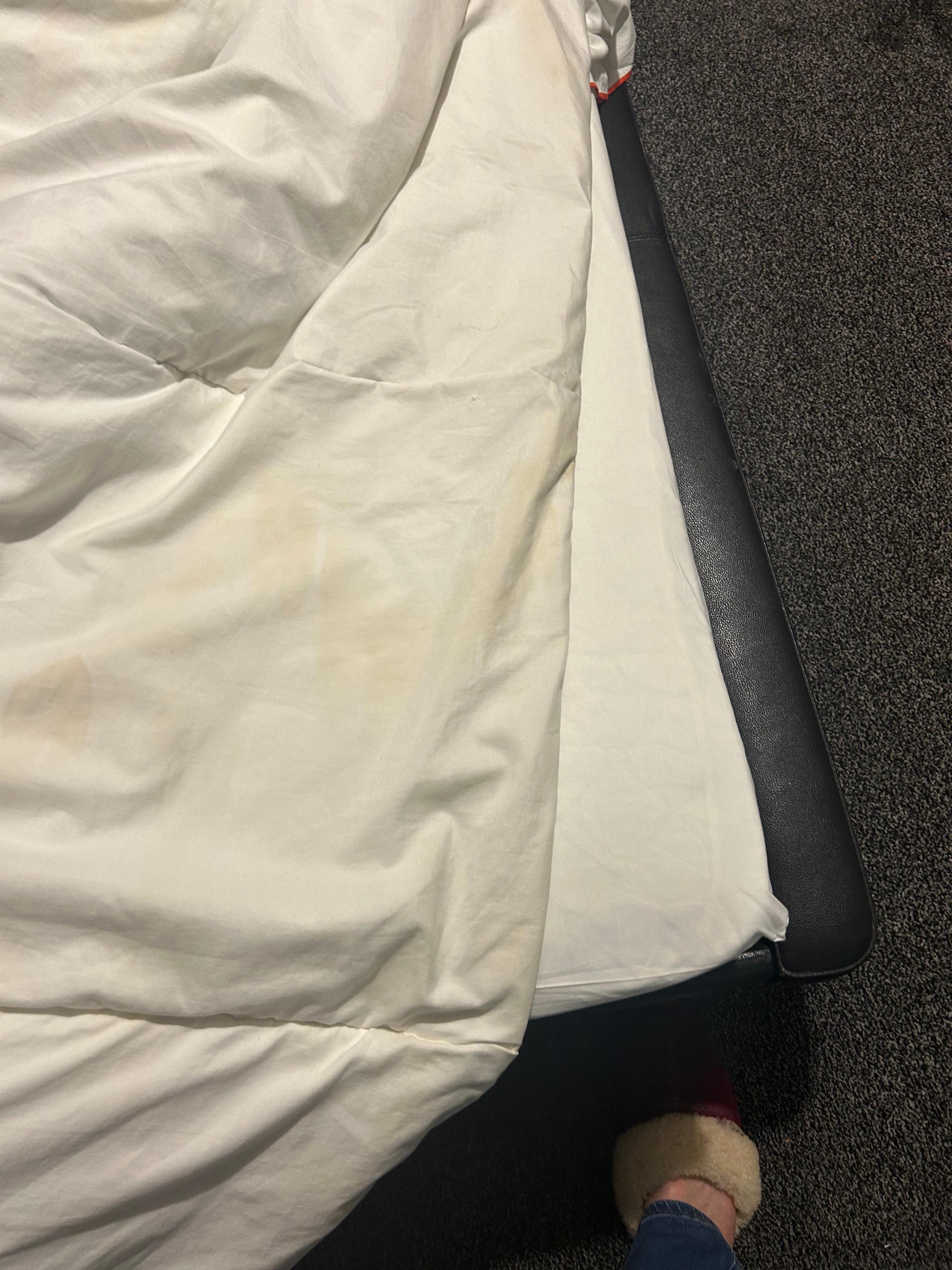 Badly stained quilt