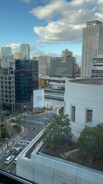 Looking out window towards river