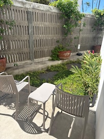 Our balcony weeds and a fence people can see thru!