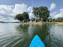 View of the home from one of the on-site kayaks.