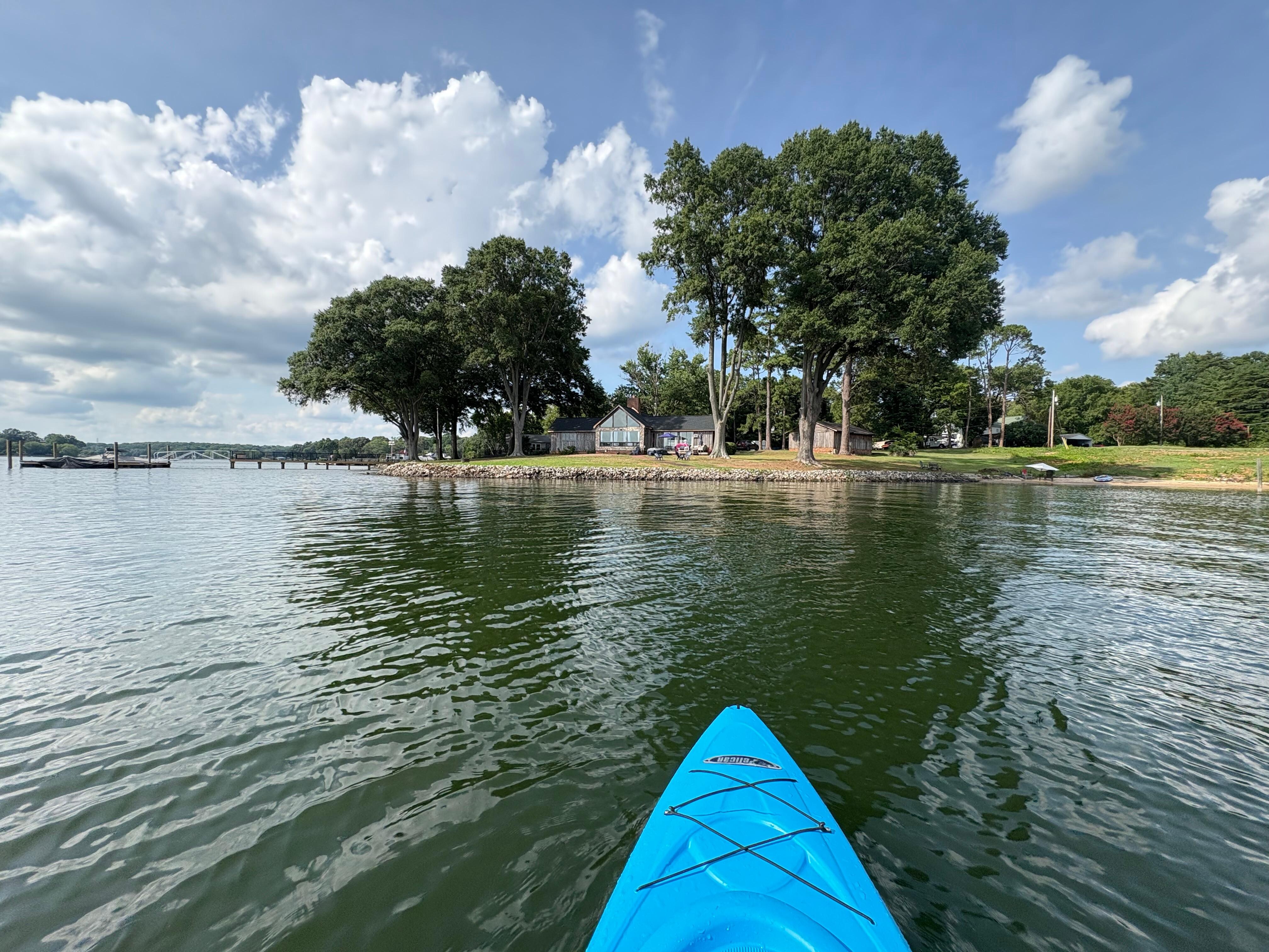 View of the home from one of the on-site kayaks.