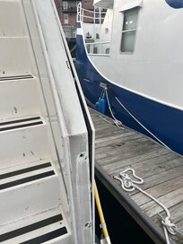 Starboard side of boat coming apart