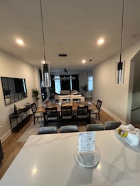 Open kitchen, dining, leaving area.