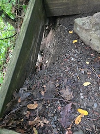 Gravel steps to lake with wash away.