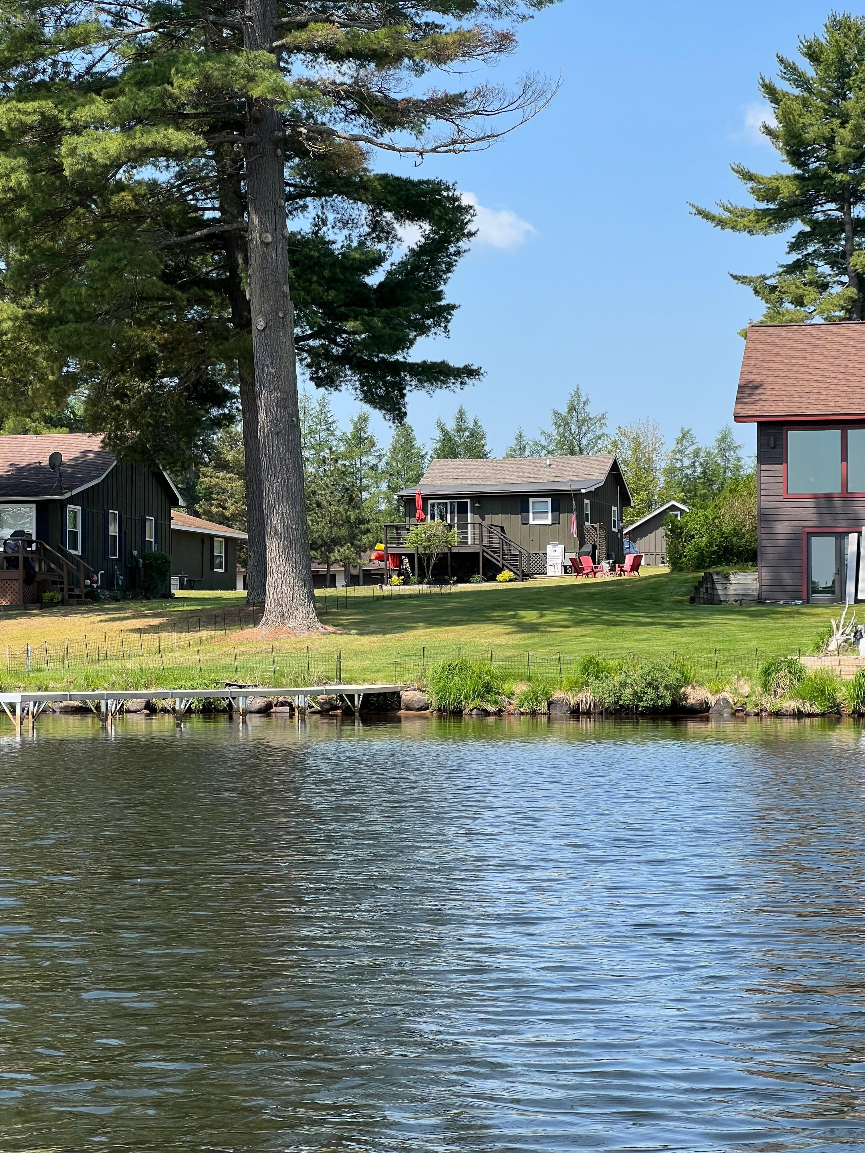 View of cabin from kayak. 