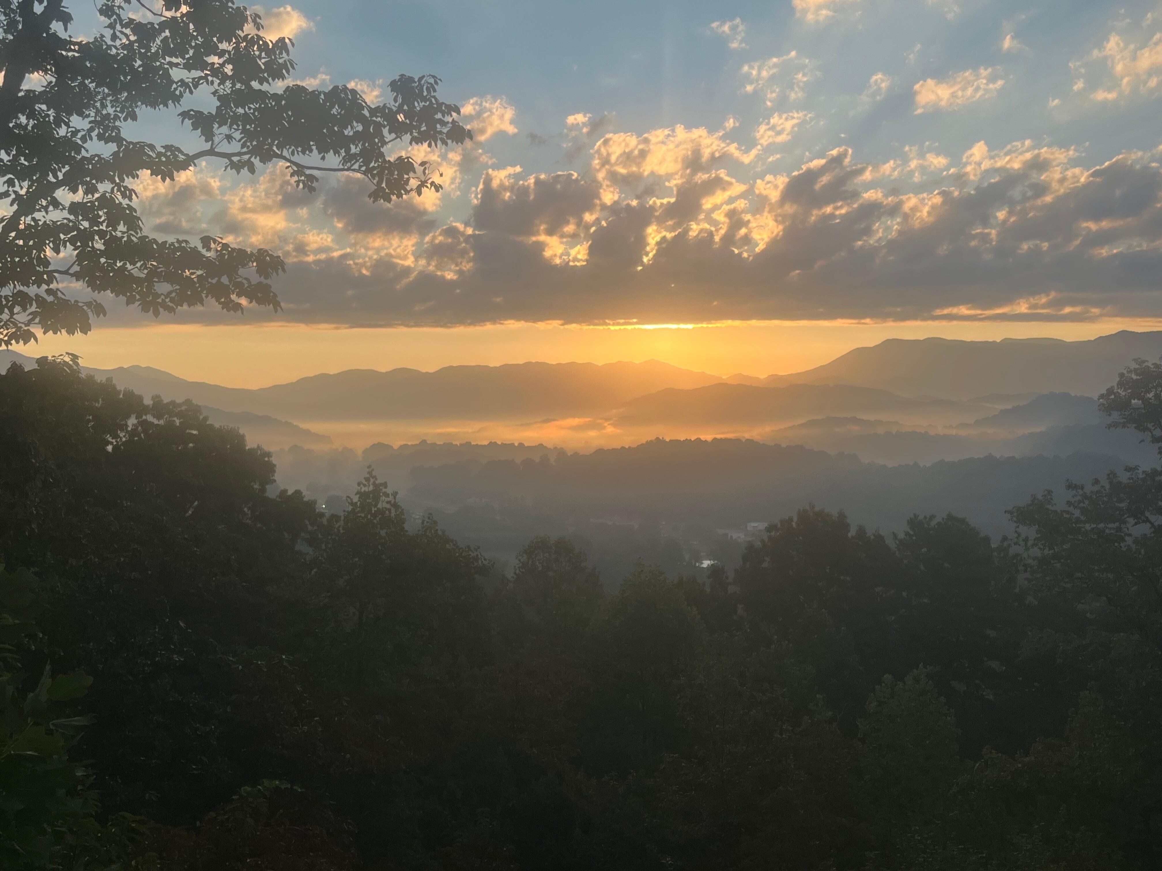 Watching the sun rise from the porch. 