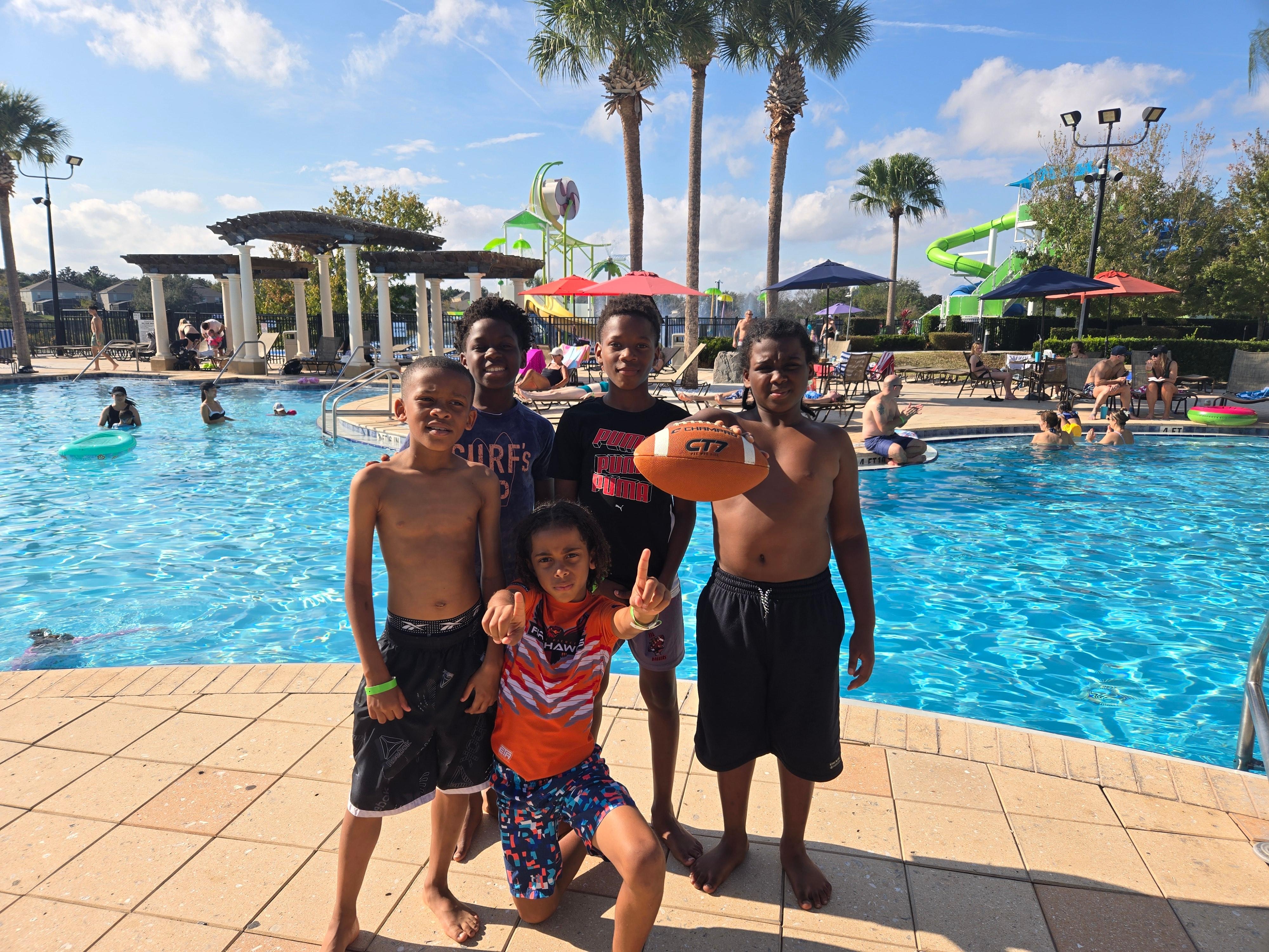 Our boys won the Super Bowl. We wanted to give them a special treat.  They loved the Waterpark and pool.