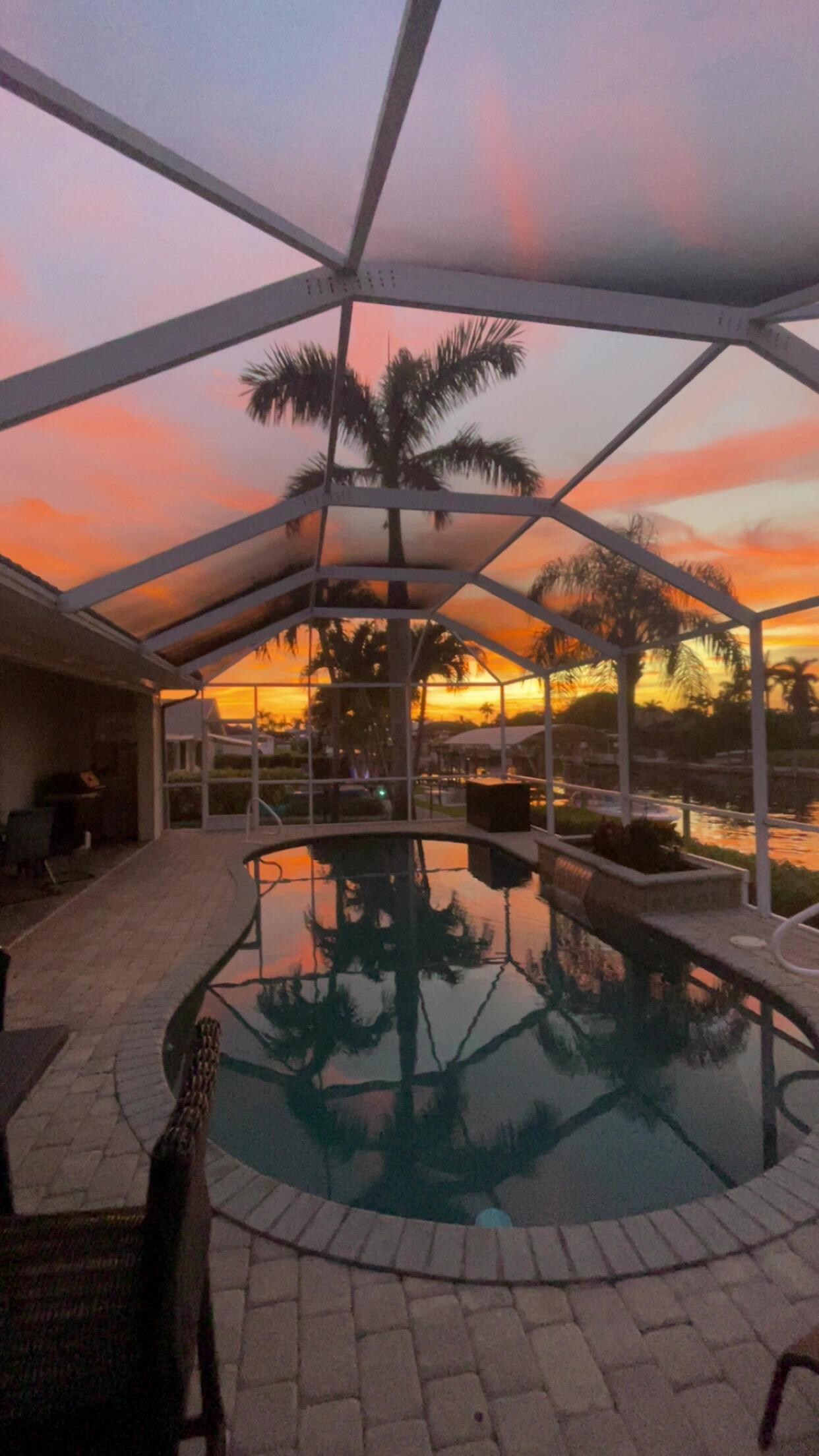 Sunset pool view