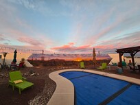 The sky matched the mural