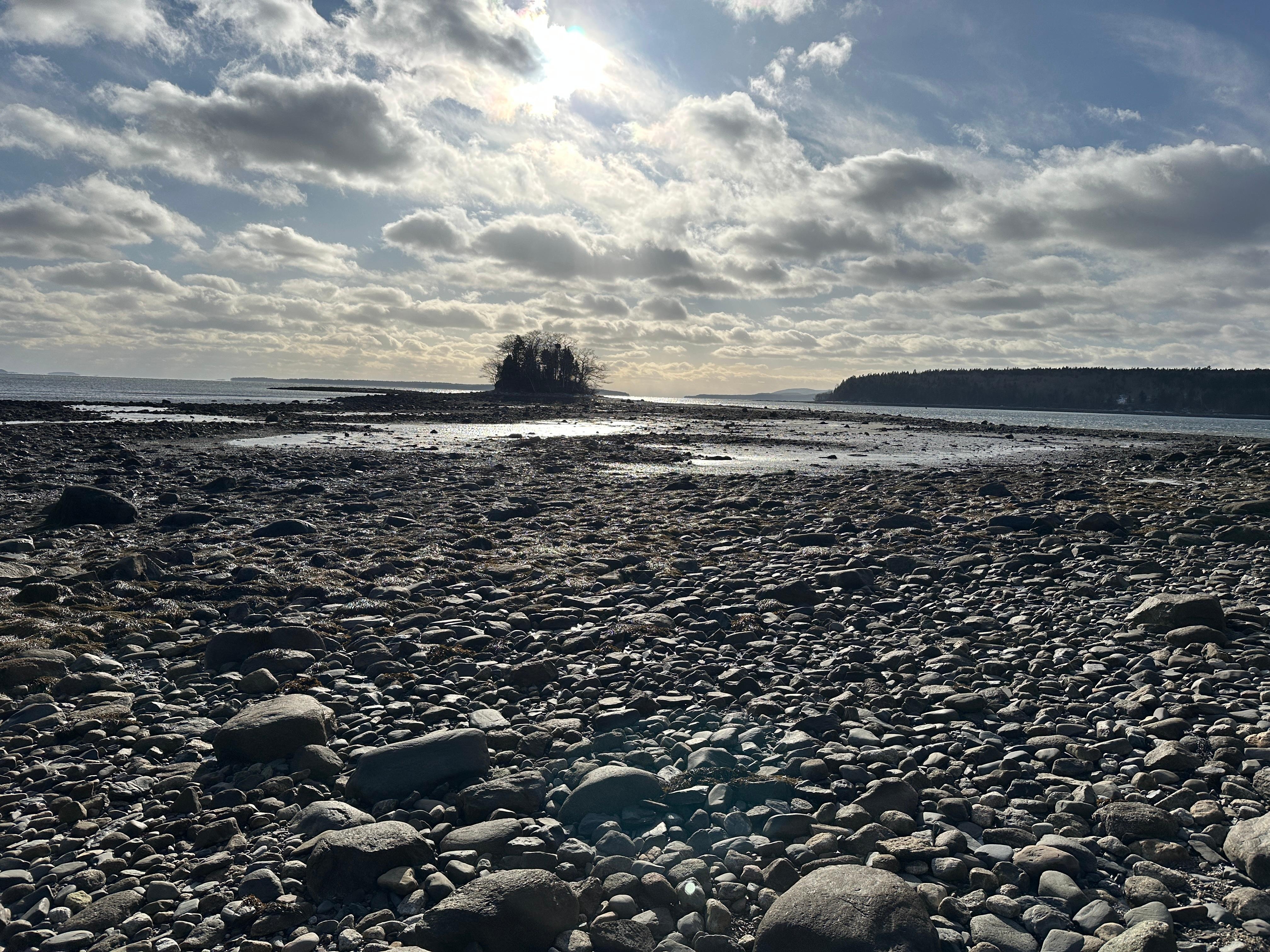 The amount of land that appears at low tide is amazing