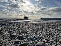 The amount of land that appears at low tide is amazing