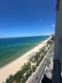 Ocean side view from the right side of the front balcony , 21st floor