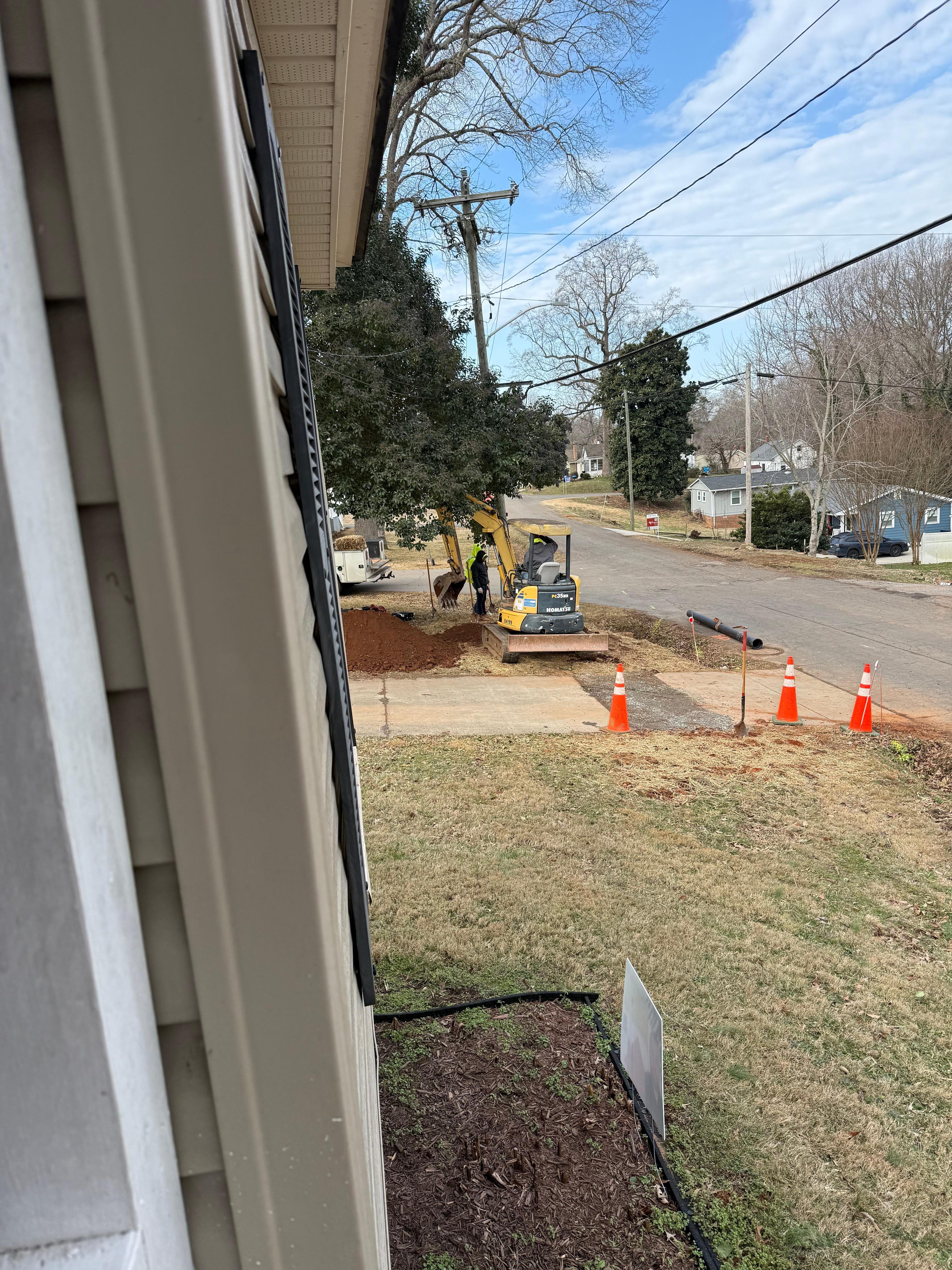 There was work directly on the property, noise, smells and no water often. 