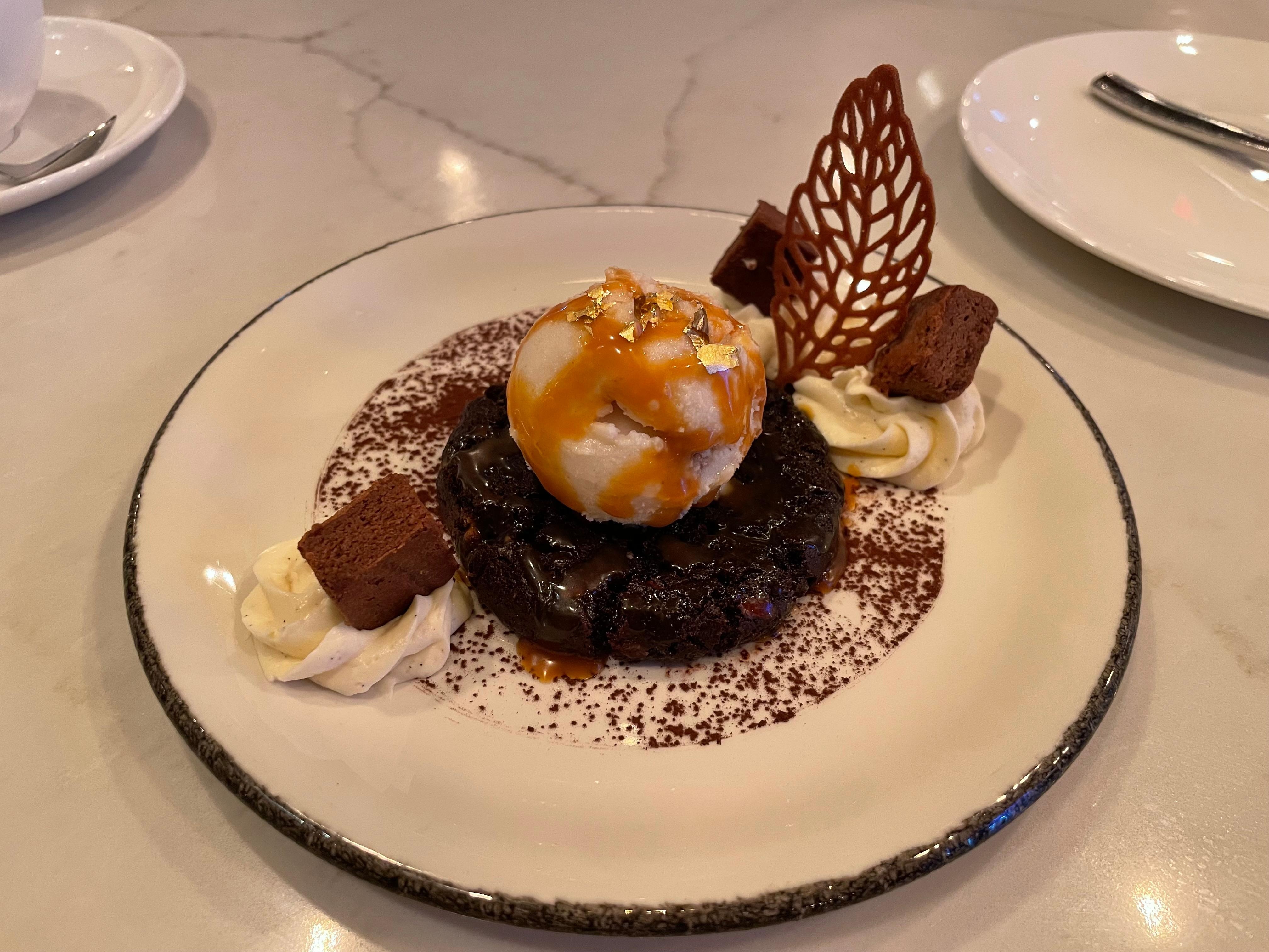 Wally’s chocolate desert with gold shavings. 