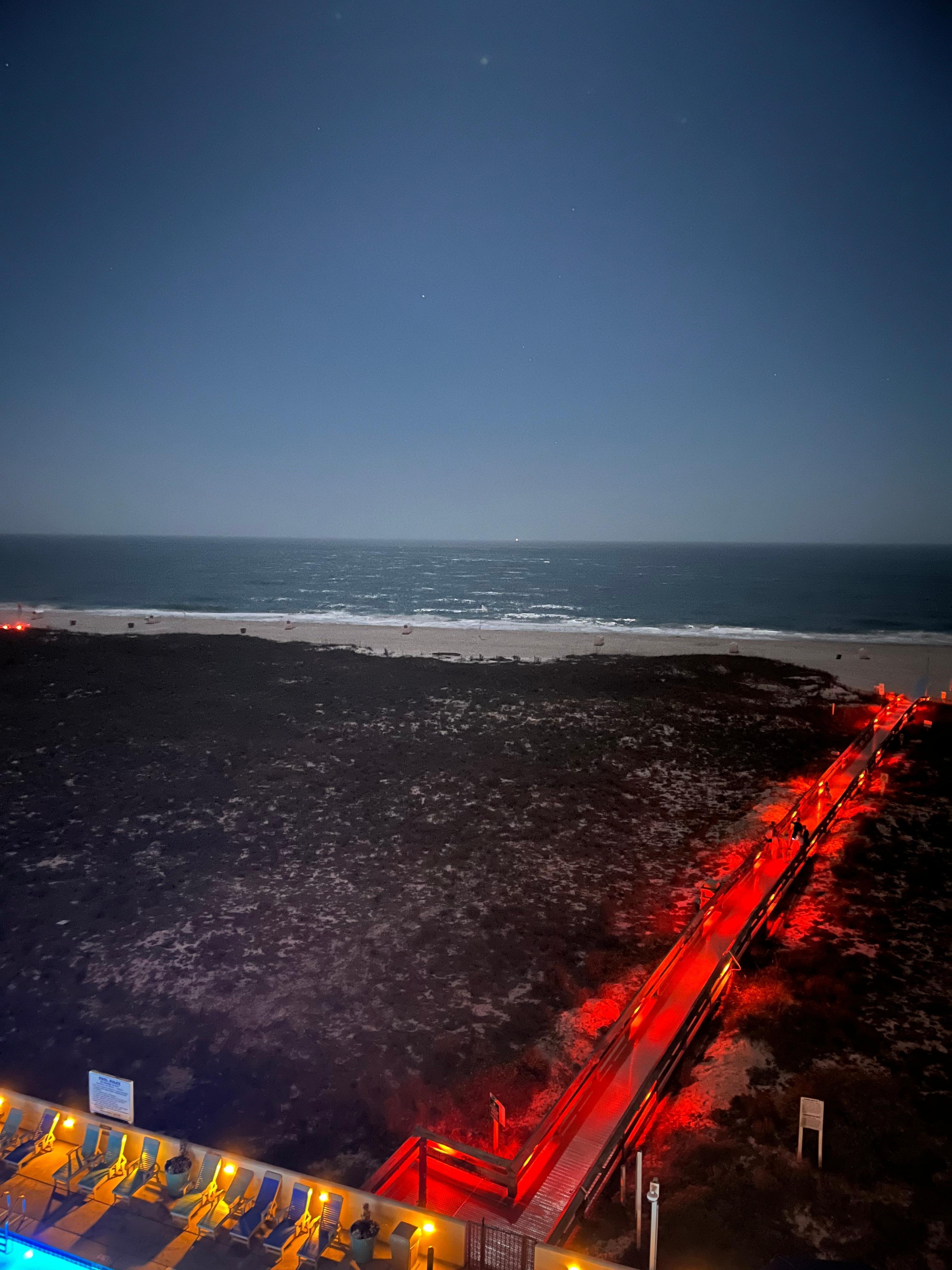 The view with a full moon. 