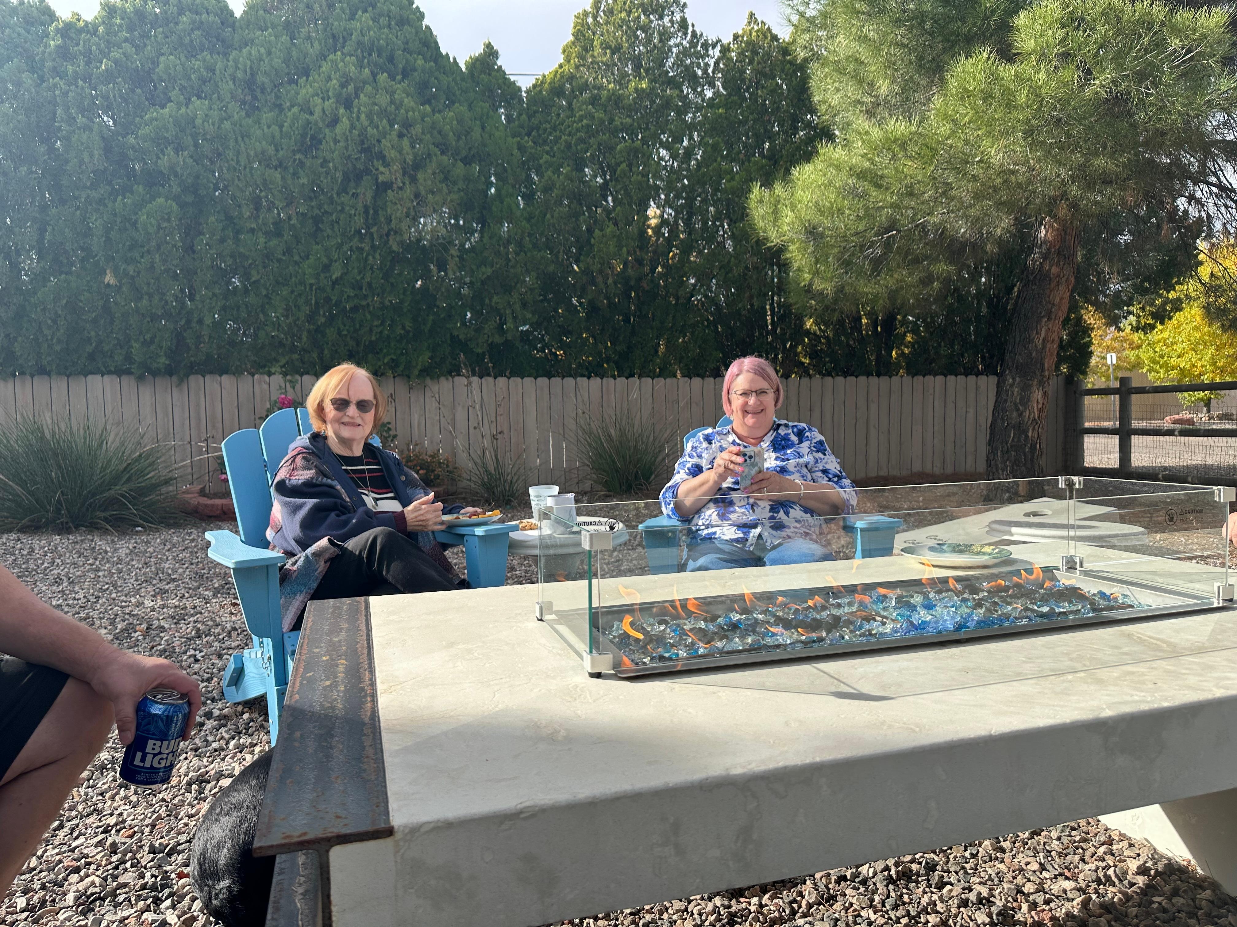 The fire table is a special touch to the place for outdoor relaxation.