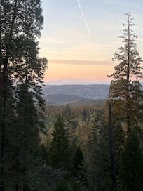 Sunset over Shasta Mt view from deck of the house