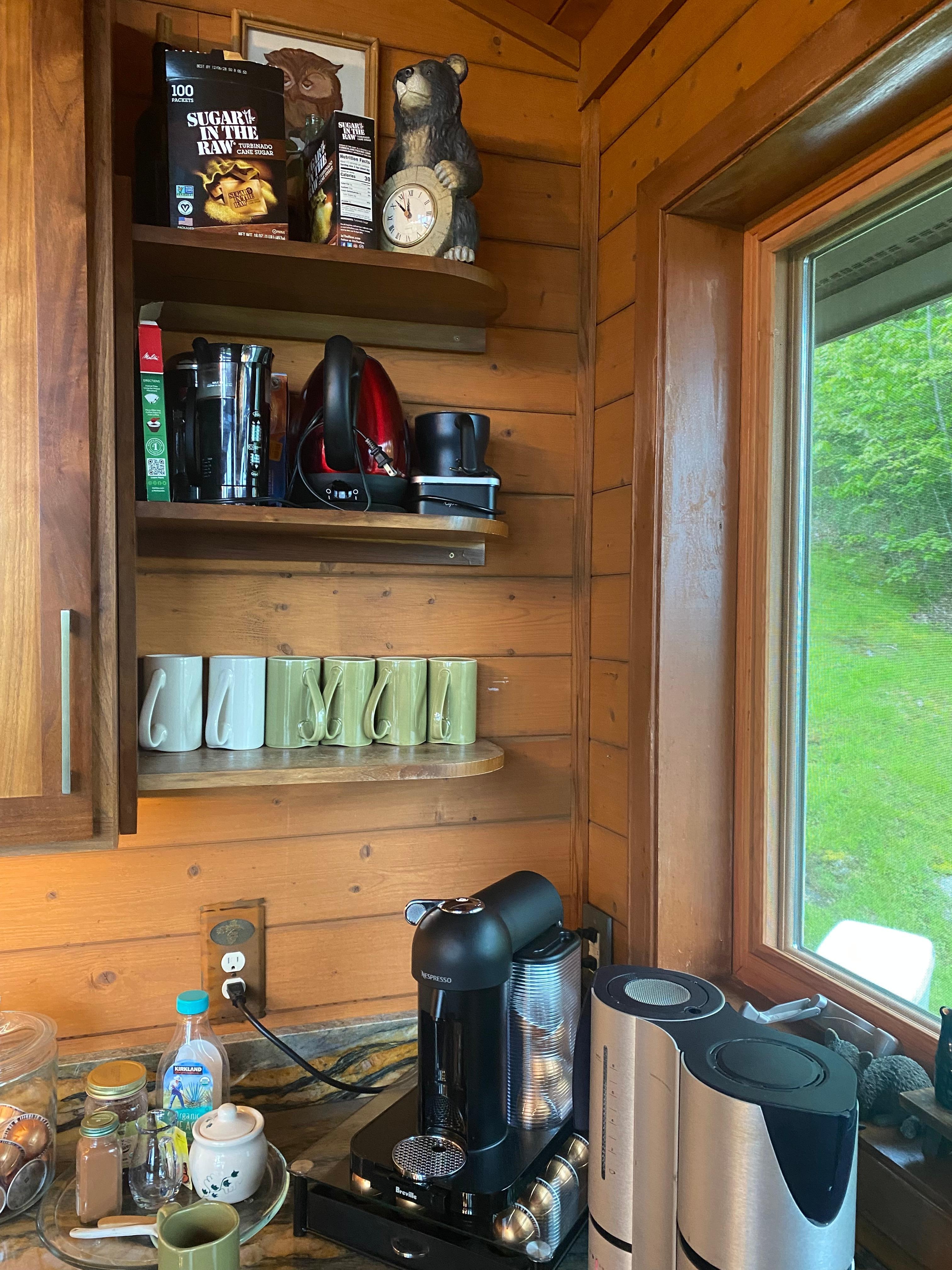 Coffee, espresso, French press, tea, what more could you ask for?