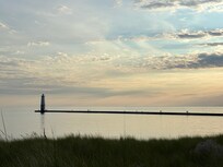 Frankfort lighthouse at sunset