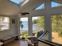 View of cove from comfortable and light-filled family room.