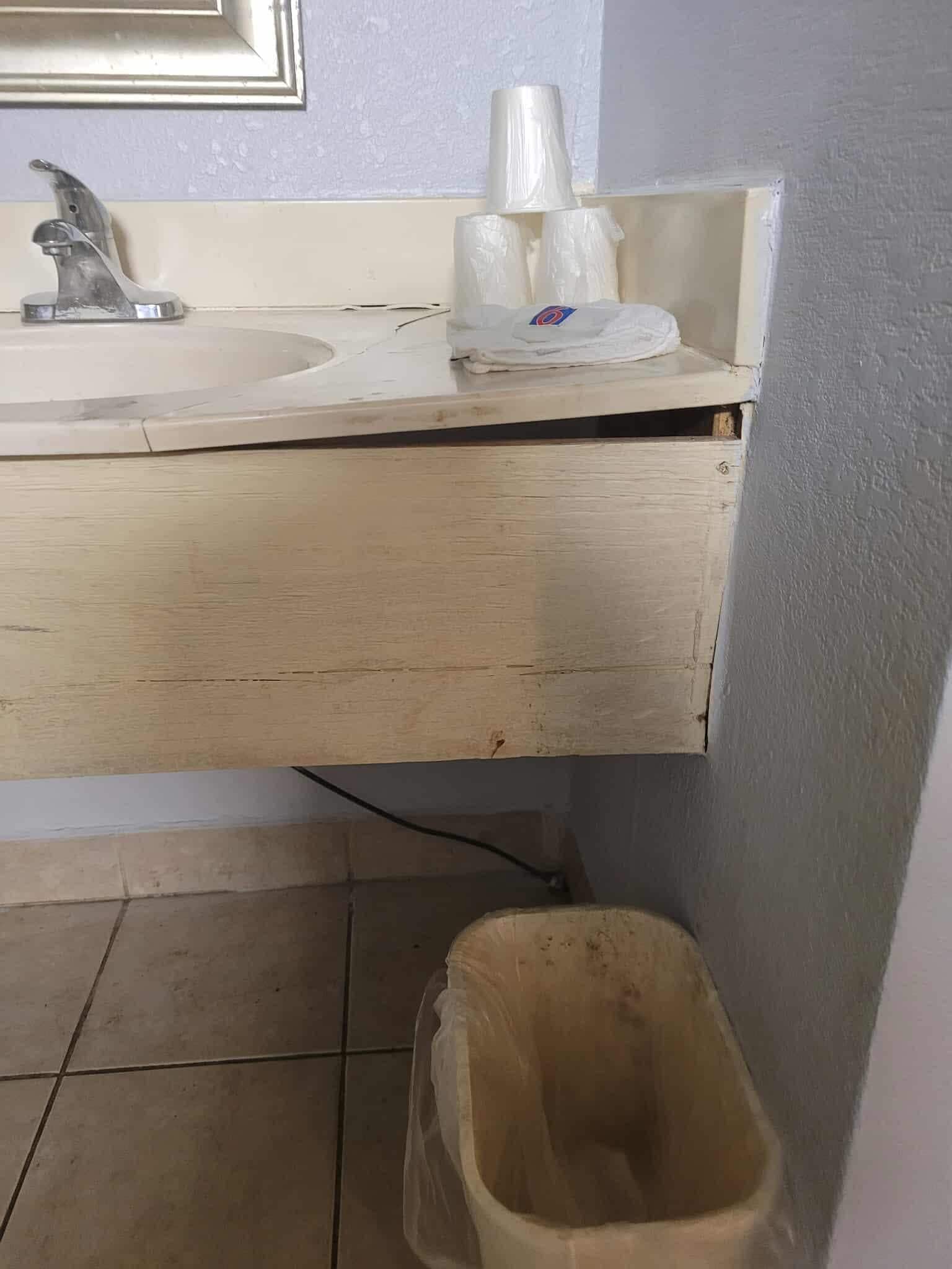 This was the broken sink that the TV cable was ran through 