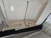 Calcium and dirty looking shower.