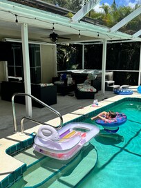 Watching TV in the pool