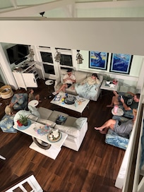 Plenty of room for all of us in the living room, viewed from the upstairs master level.