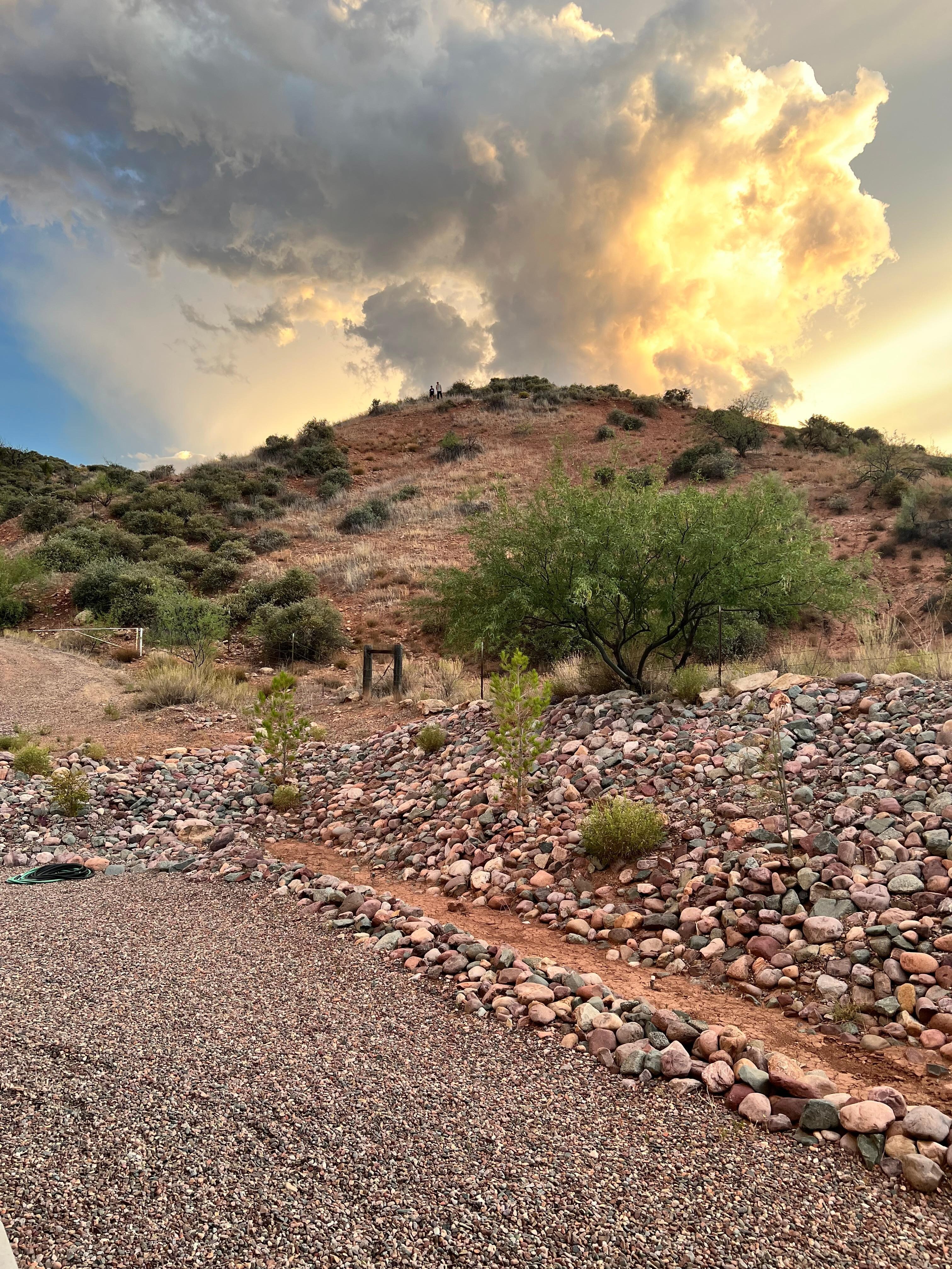 The view right outside the kitchen door. My teenage son and his friend climbed that hill the first day we arrived.