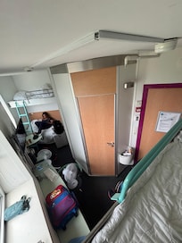 View from the top bunk of one of the bunk beds.