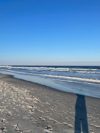 Walking on the beach.
