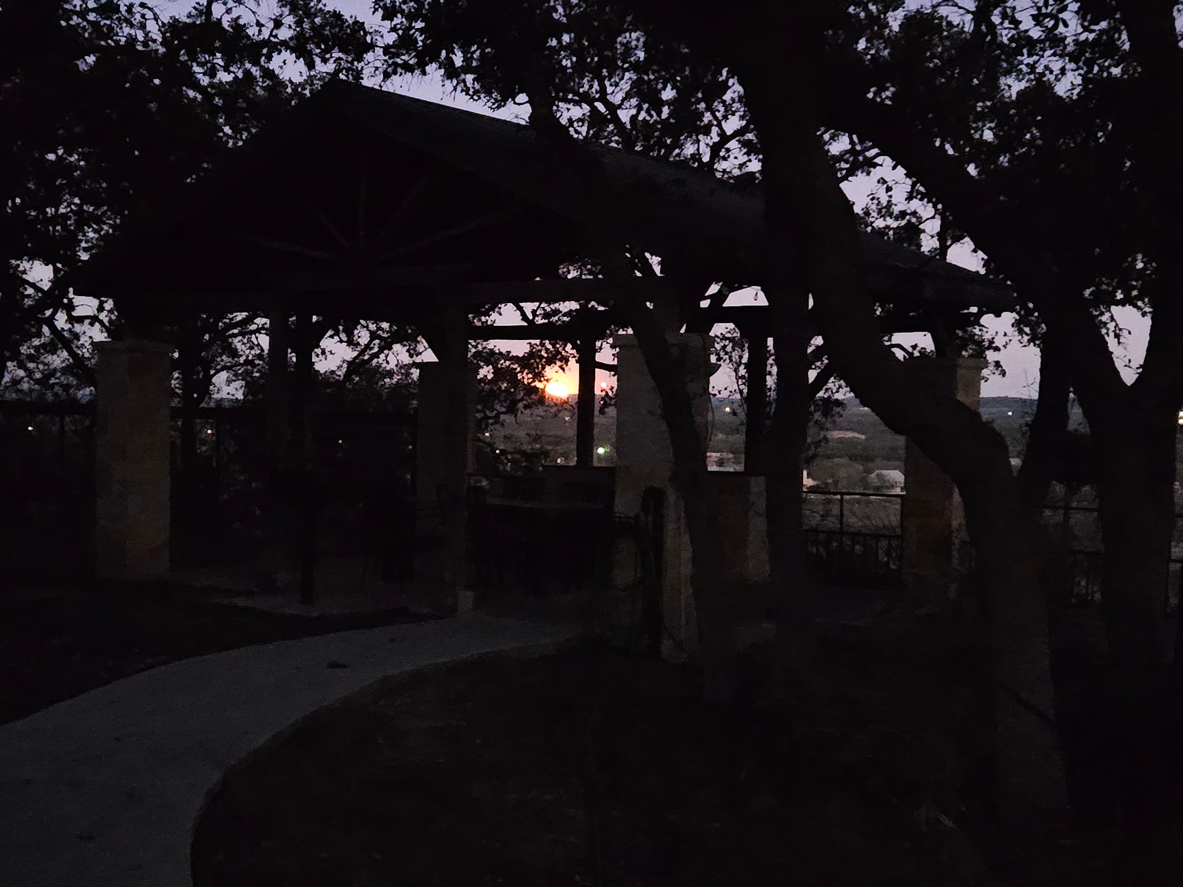 Moon rising through the gazebo
