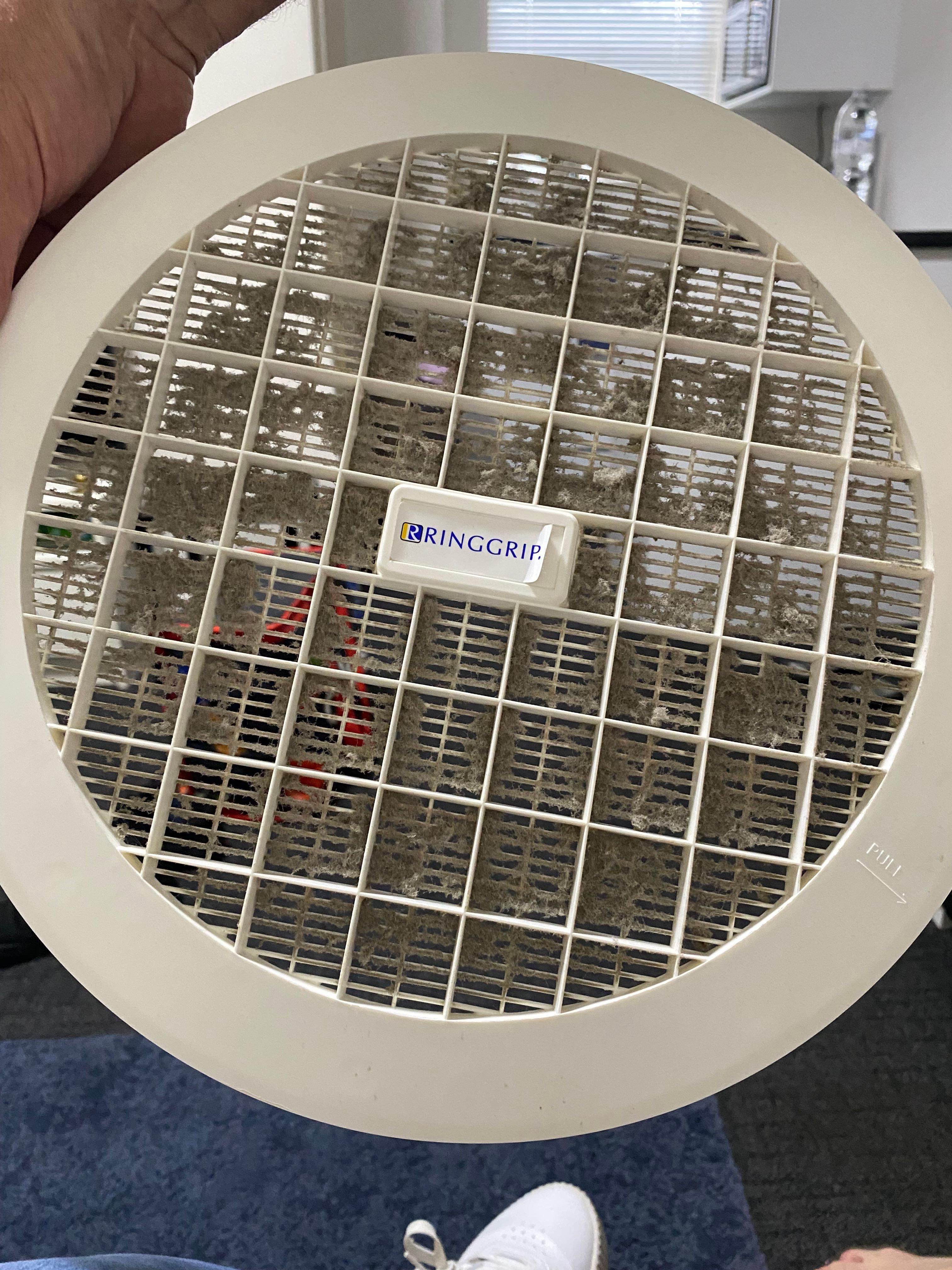 Dirty cover of exhaust fan that only worked very occasionally