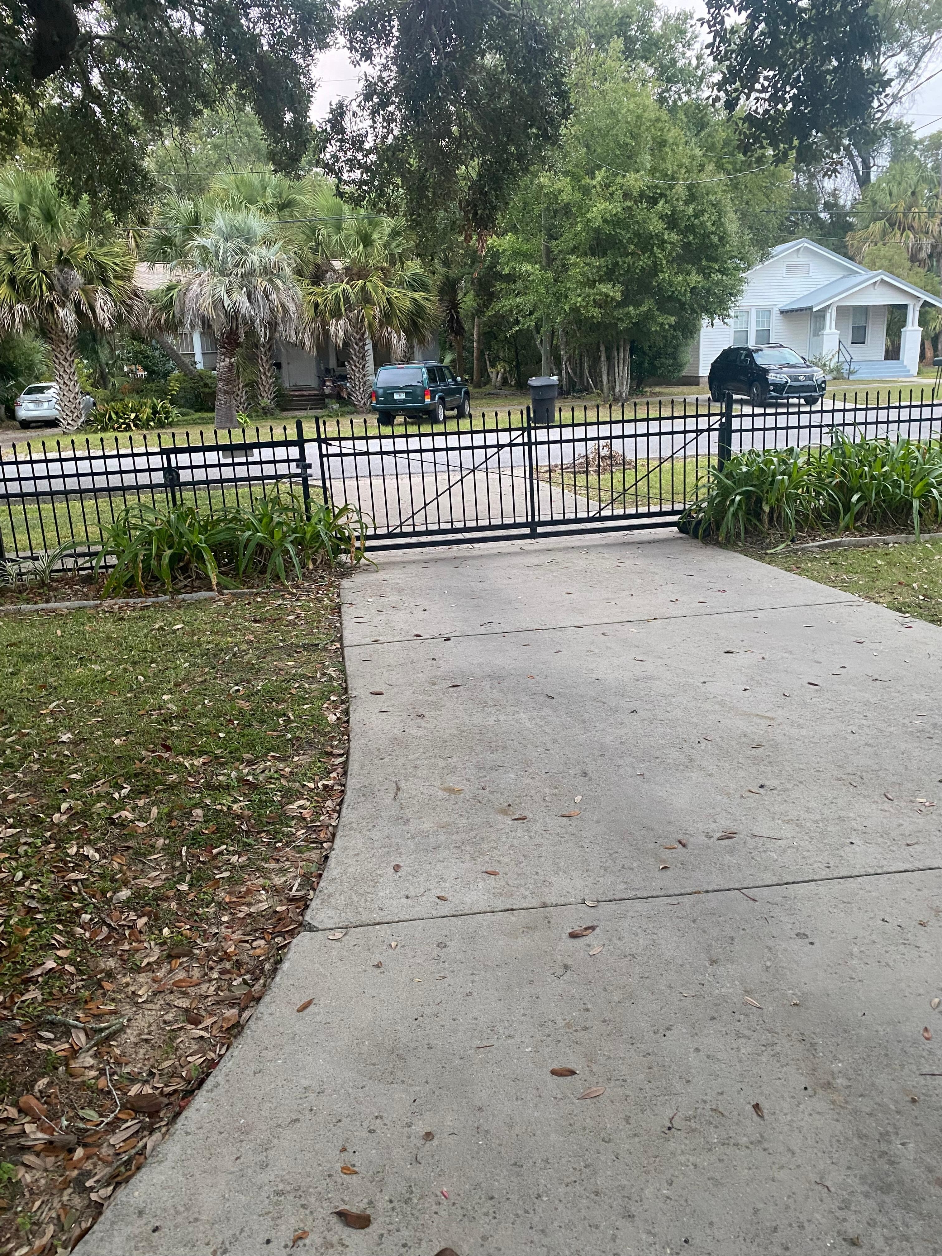 The gate rolls closed to keep the kids safe. 