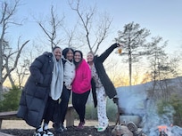 Enjoying the first pit and feeding the birds!