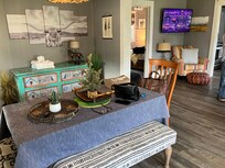 Dining area fits 6 comfortably.