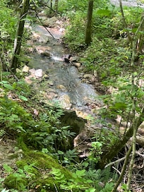 Waterfall right off the side of cabin