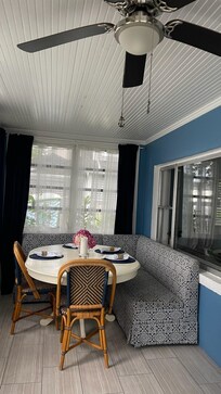 Sleeping porch eating (and game playing) area