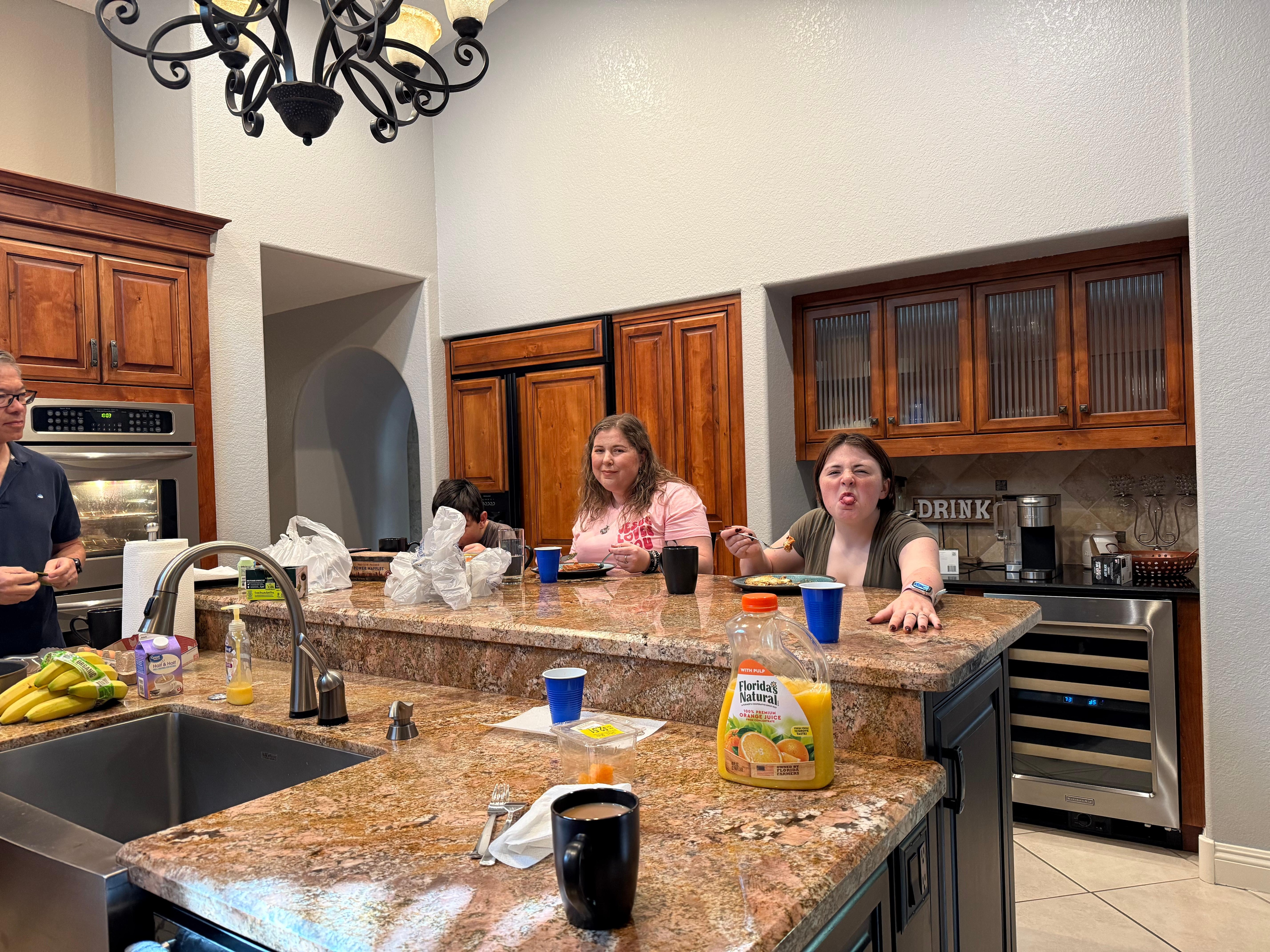 Enjoying breakfast in the morning. 