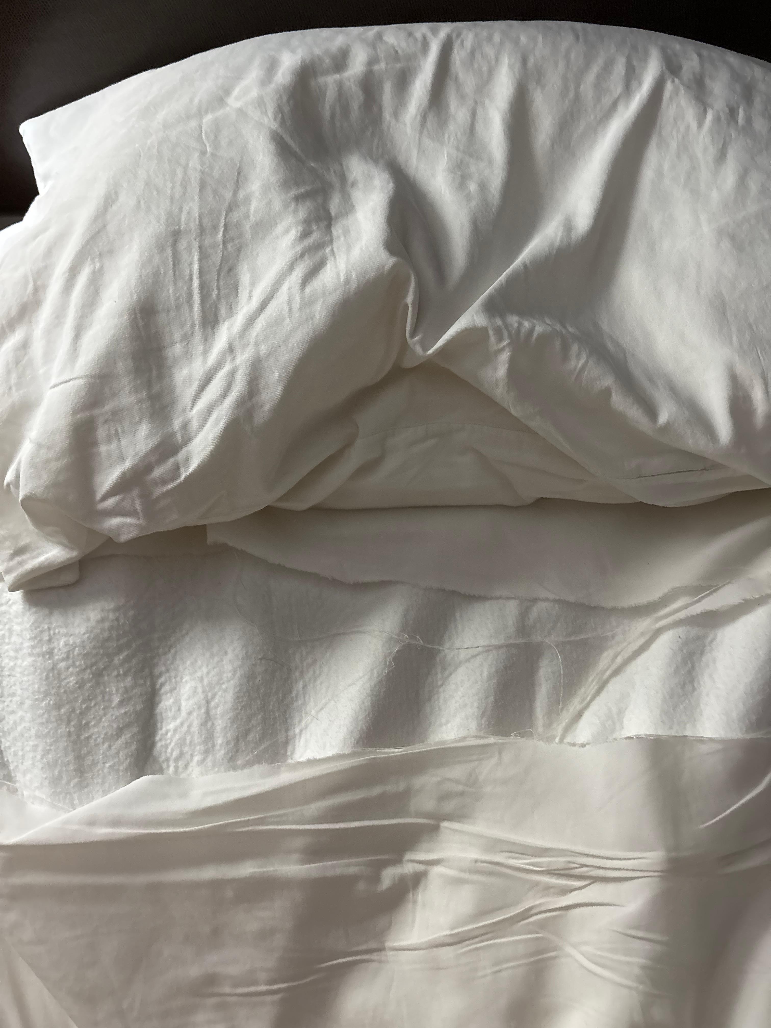 Torn sheets, housekeeping didn’t come in to change the bed after we asked 