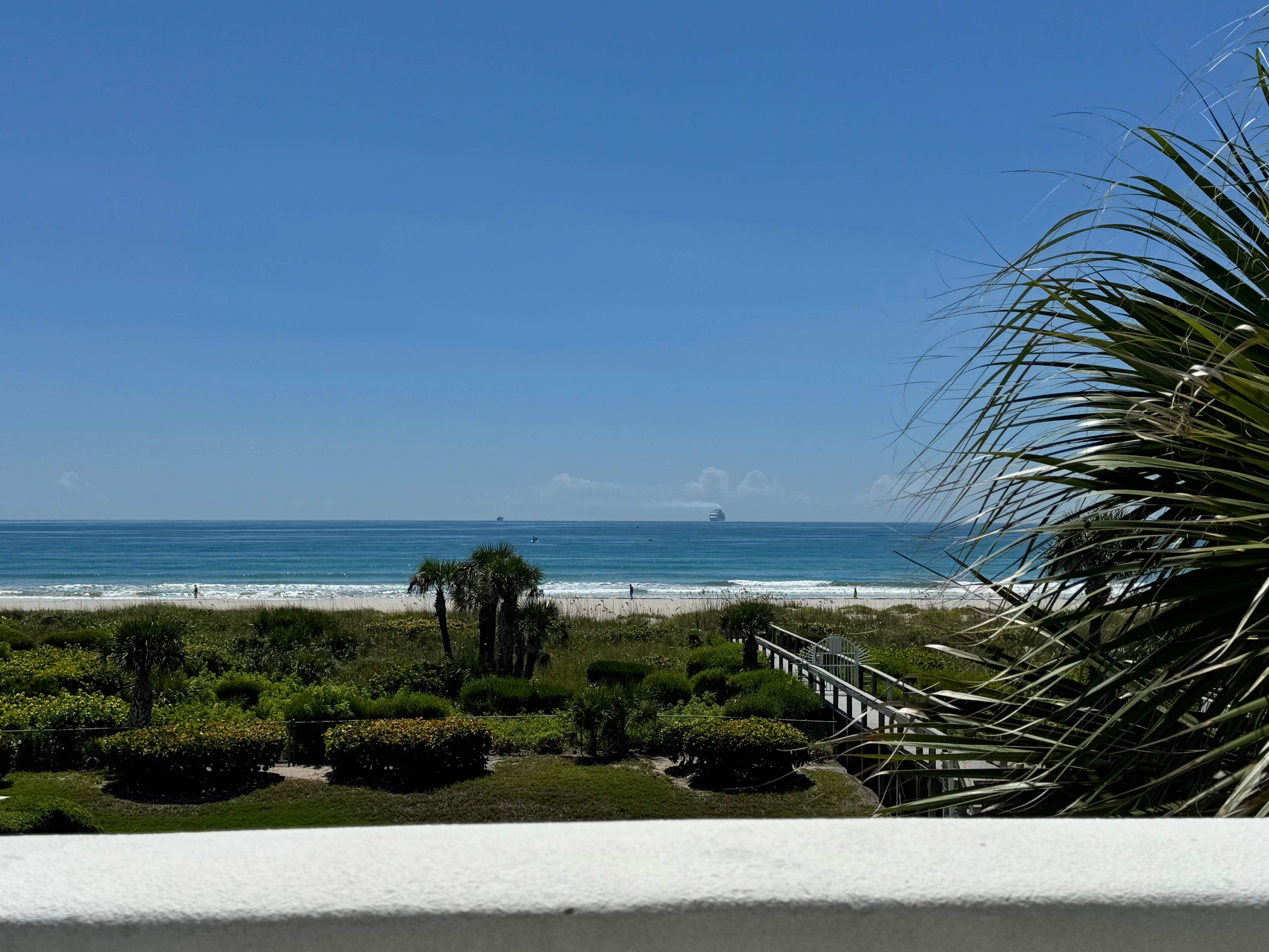 View from the balcony to the beach.
