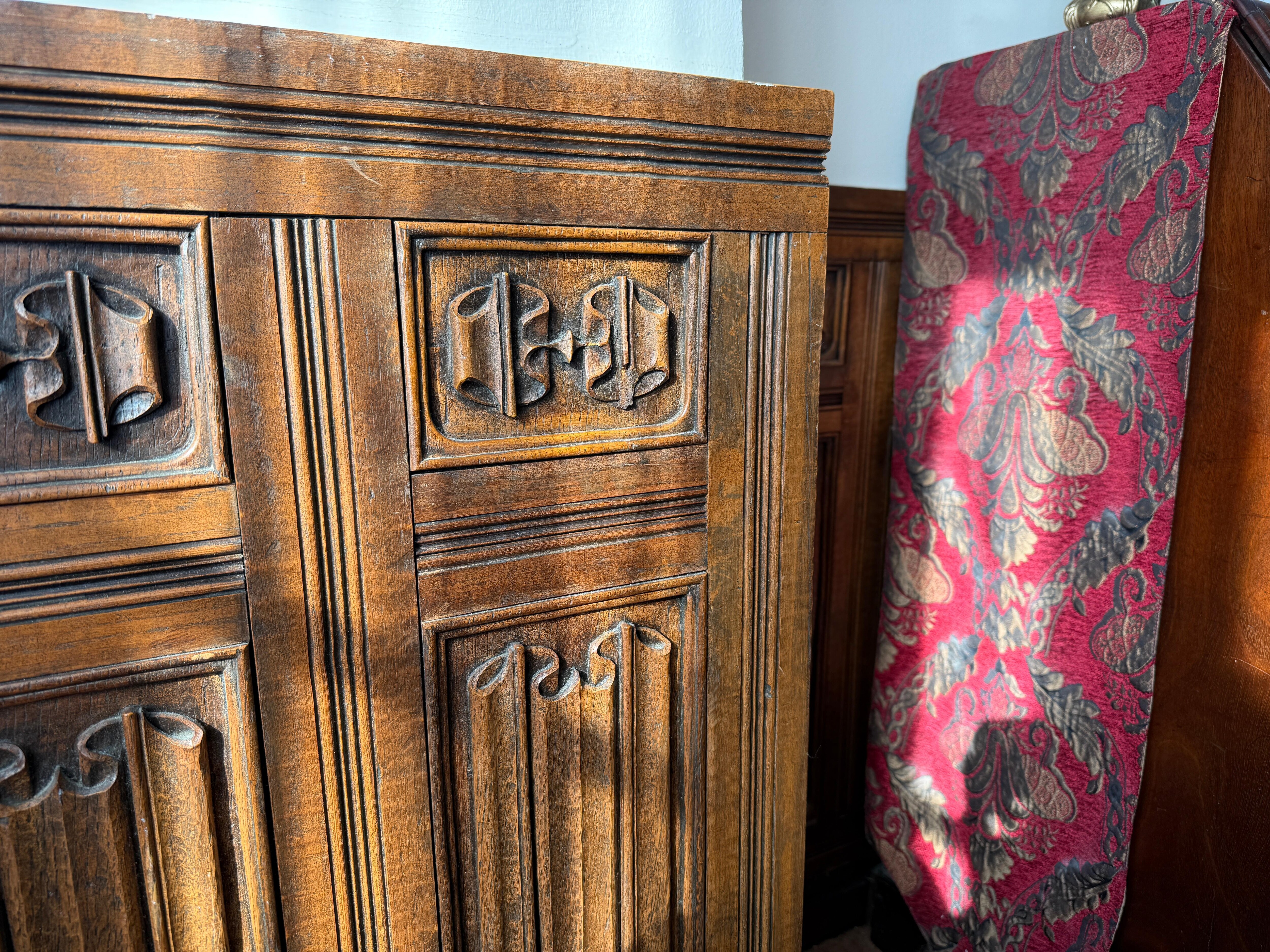 carved paneling in room
