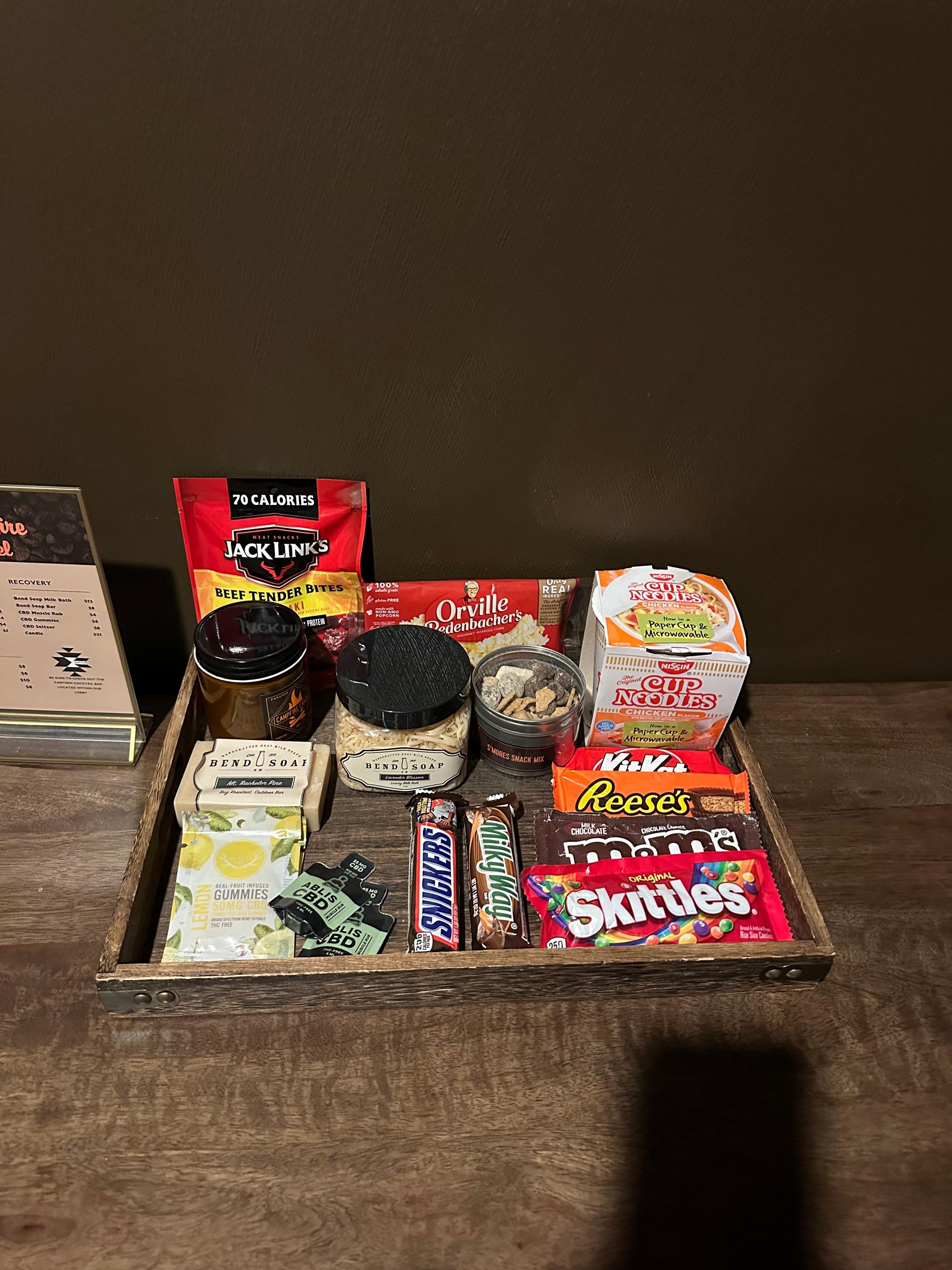 Snack bar with local soaps and cbd 