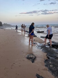 Enjoying walk among the rock pools at low tide.