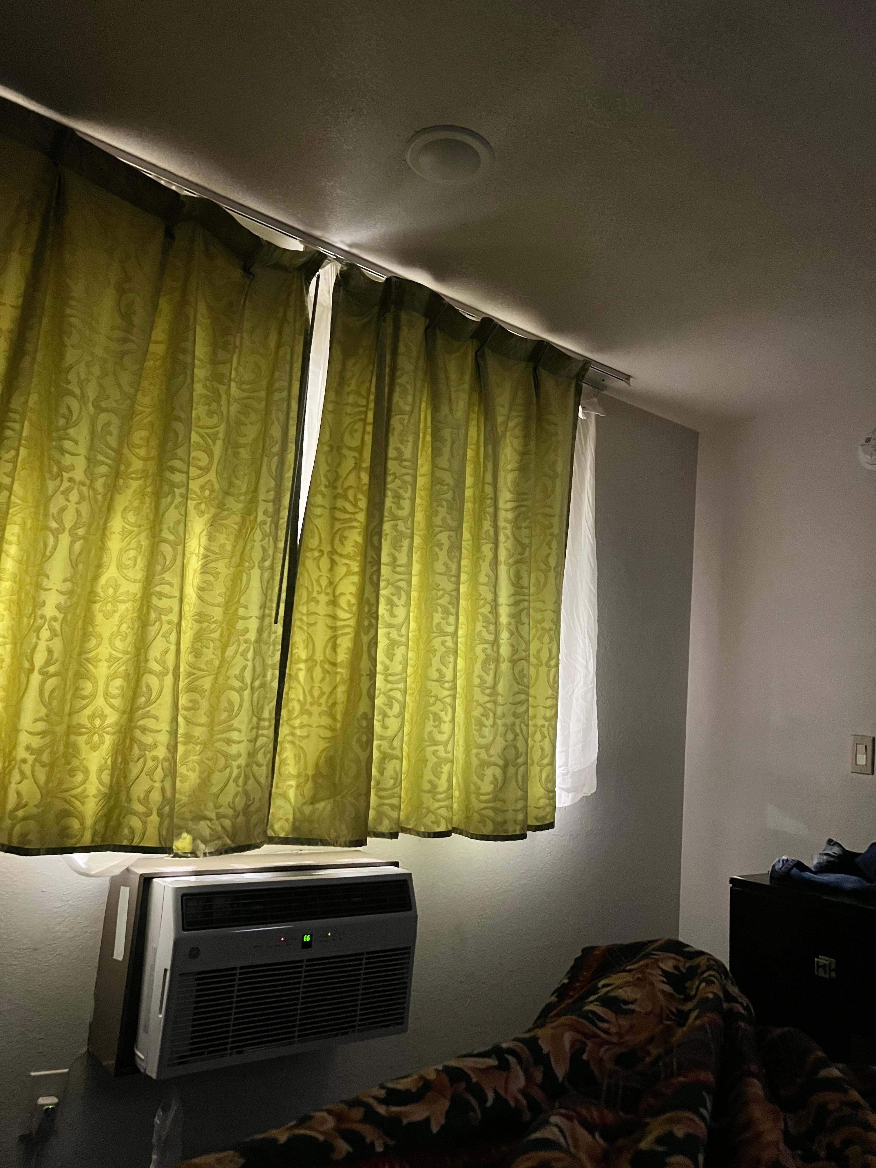 The lights from outside at midnight