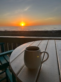 Morning coffee on the patio.